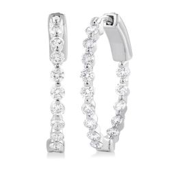OnLoPho 14K White Gold Diamond Bezel Earrings