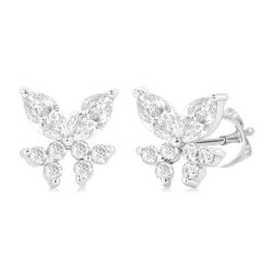 LinLuxOn 14K White Gold Diamond Earrings
