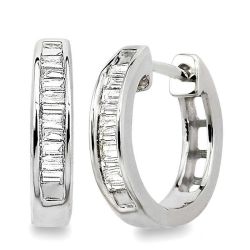 AeLuxNo 14K White Gold Diamond Channel Earrings