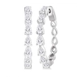 Pear Shape East-West Diamond Fashion Hoop Earrings