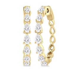 Pear Shape North-South Diamond Fashion Hoop Earrings