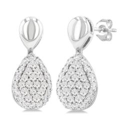 LysIs 14K White Gold Diamond Pave Earrings