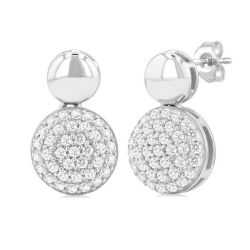 Pave-Set Round Shape Diamond Fashion Earrings