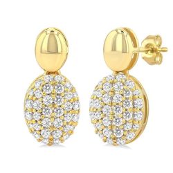 Pave-Set Oval Shape Diamond Fashion Earrings
