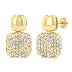 Pave-Set Cushion Shape Diamond Fashion Earrings