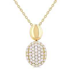 Pave-Set Oval Shape Pave Diamond Fashion Pendant