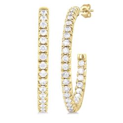 ElNoVel 14K White Gold Diamond Pave Earrings