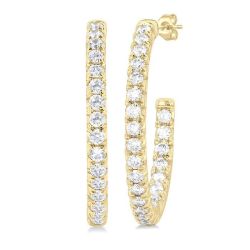 Pave Set Inside-Out Diamond Half Hoop Earrings