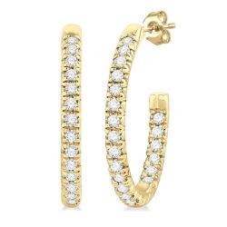 Pave Set Inside-Out Diamond Half Hoop Earrings