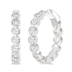 PhoSolCa 14K White Gold Diamond Bezel Earrings