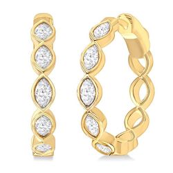 CelElRa SolRaVer 14K White Gold Diamond Bezel Earrings