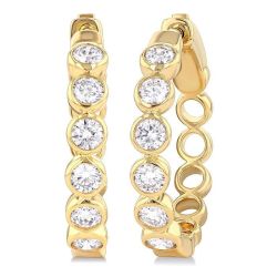 LuxNoMir 14K White Gold Diamond Bezel Earrings