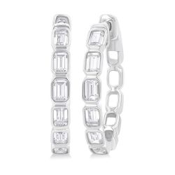 PhoIsLux 14K White Gold Diamond Bezel Earrings