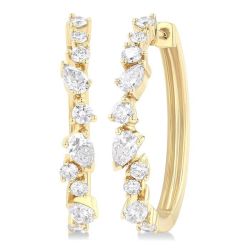 LinIsEl 14K White Gold Diamond Fashion Earrings