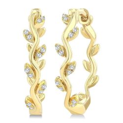 Leaf Diamond Fashion Hoop Earrings