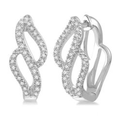 LinArNo 14K White Gold Diamond Fashion Earrings