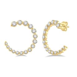 Graduated Diamond Half Hoop Earrings