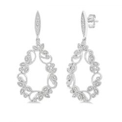 Drop Shape Leaf Diamond Fashion Earrings