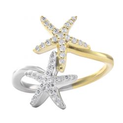Diamond two-tone starfish ring