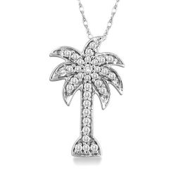 Valora Oleander Palm Tree Diamond Fashion Pendant