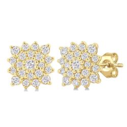 Cushion Shape Petite Cluster Diamond Fashion Earrings
