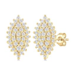 Marquise Shape Petite Cluster Diamond Fashion Earrings
