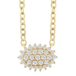 Vesper Velour Oval Shape East-West Petite Cluster Diamond Fashion Pendant