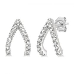 Wish Bone Petite Diamond Fashion Earrings
