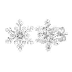Snow Flake Petite Diamond Fashion Earrings