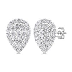 OraDorLo 14K White Gold Diamond Halo Earrings