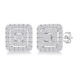 CelVelNo LysDorLux 14K White Gold Diamond Halo Earrings