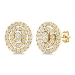 Oval Shape Petite Halo Diamond Fashion Earrings