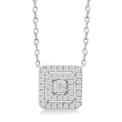 Whisper Meadow Princess Shape Petite Halo Diamond Fashion Pendant