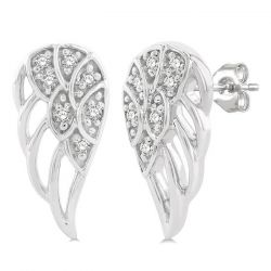 Angel Wings Petite Diamond Fashion Earrings