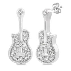 Guitar Petite Diamond Fashion Earrings