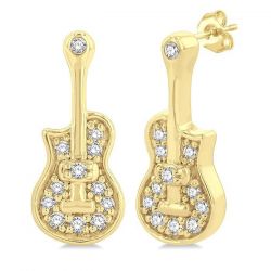 Guitar Petite Diamond Fashion Earrings