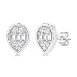 XeVerLo ElLinCel 14K White Gold Diamond Bezel Earrings