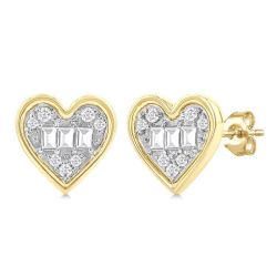 Heart Shape Bezel Set Petite Fusion Diamond Fashion Earrings