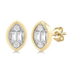 Marquise Shape Bezel Set Petite Fusion Diamond Fashion Earrings