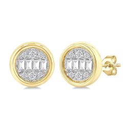 Round Shape Bezel Set Petite Fusion Diamond Fashion Earrings