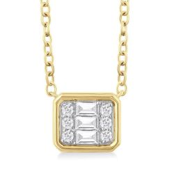 Ivy Nocturne Emerald Shape East-West Bezel Set Petite Fusion Diamond Fashion Pendant
