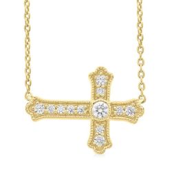 Gale Dahlia Sideway Cross Petite Diamond Fashion Pendant