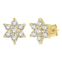 SolZenOn 14K White Gold Diamond Fashion Earrings