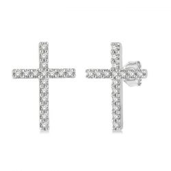 Cross Petite Diamond Fashion Earrings