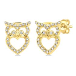 Owl Petite Diamond Fashion Earrings