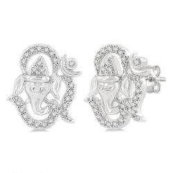 'Om Ganesha' Petite Diamond Fashion Earrings