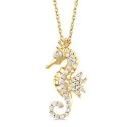 Cyra Ballet Seahorse Petite Diamond Fashion Pendant