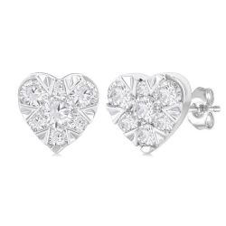 Heart Shape Shine Bright Petite Diamond Fashion Earrings