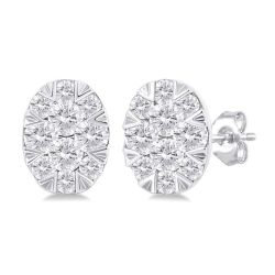 ZenCaVal 14K White Gold Diamond Fashion Earrings