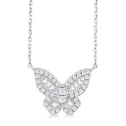 Luna Kestrel Butterfly Petite Baguette Diamond Fashion Pendant